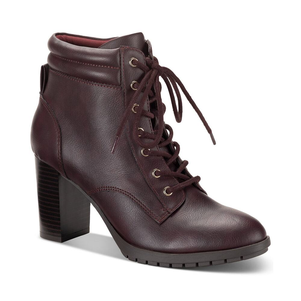Style & Co Laurellee Lace-Up Dress Booties Color Wine Size 8M